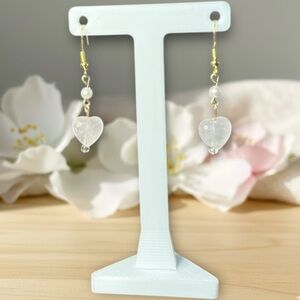 Rose Quartz Heart Earrings